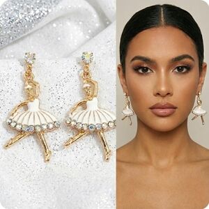 Gold Plated Crystal ballerina Dancer earrings